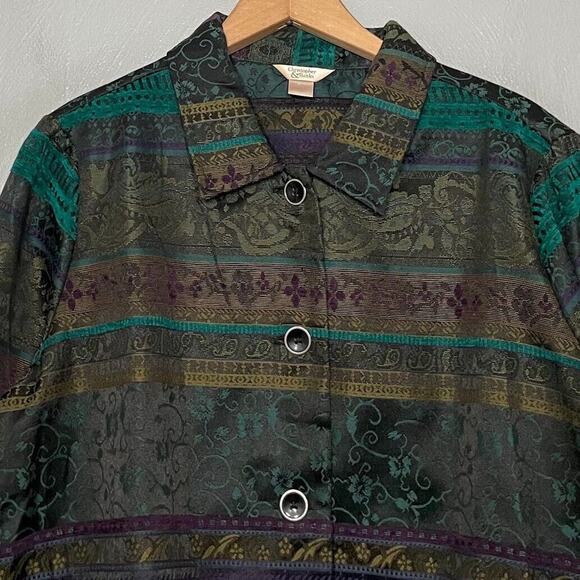 Satin Tapestry Jacket Size Large Dark Romantic Whimsigoth Witchy Artsy Brocade - Picture 3 of 13